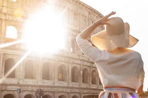 Witness Rome Colosseum With A Woman With Hat Group Travel Tours To Rome image